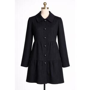 Black Helene Berman England Wool Cashmere Coat Small